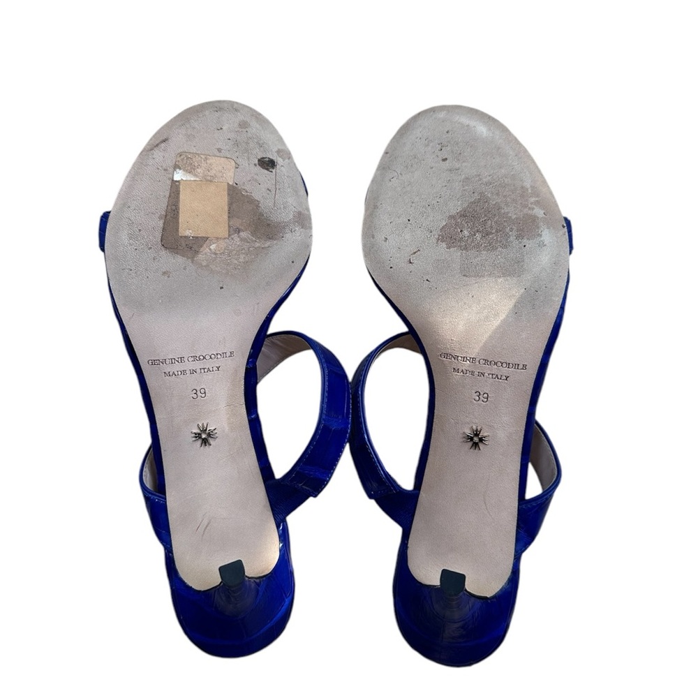 Nancy Gonzalez Maria 70 Genuine Crocodile Cobalt Blue Sandal Sz 39 - Picture 5 of 8